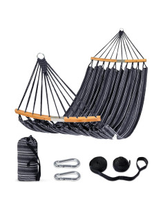 Hamaca Doble SUNCREAT con Barra Curvada, Gris Oscuro