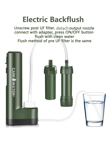 Purificador de Agua Eléctrico Portátil CaredWater con Bomba de Mano
