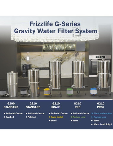 Filtro de Agua Frizzlife G210, Acero Inoxidable 8.5L