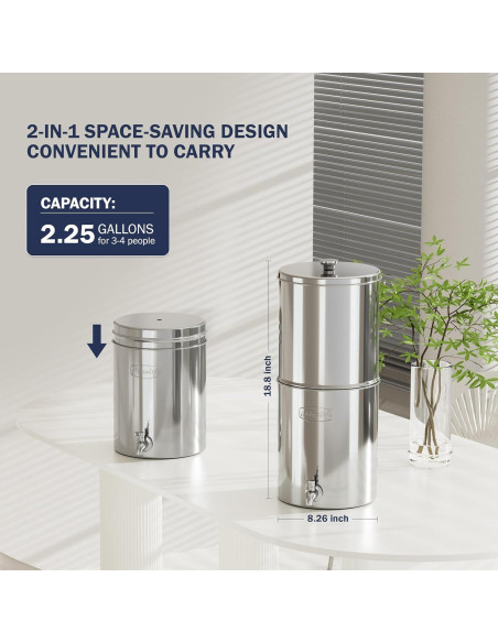 Filtro de Agua Frizzlife G210, Acero Inoxidable 8.5L