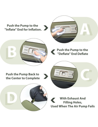 Colchoneta de Camping Autoinflable Viscamp A1136K Verde 200x70x10cm
