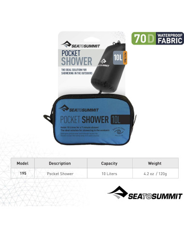 Ducha de bolsillo Sea to Summit 10L Negra para acampar