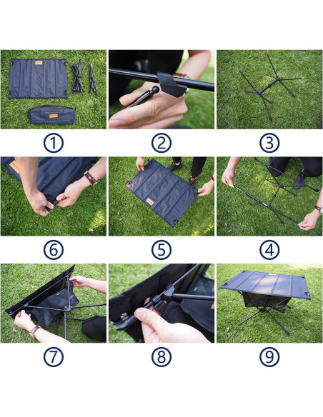 Mesa de Camping Plegable NACETURE Negra con Malla 0.82 kg