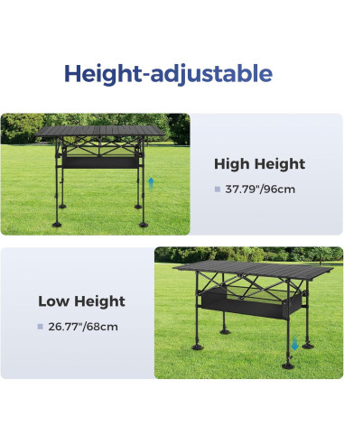 Mesa de Camping ALPHA CAMP Plegable Ajustable 5.6 kg