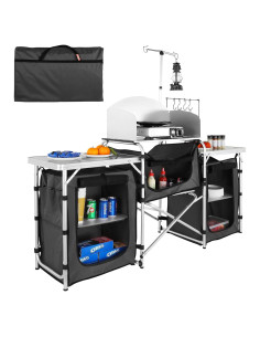 Mesa de Cocina Plegable VEVOR con 3 Armarios y Bolsa