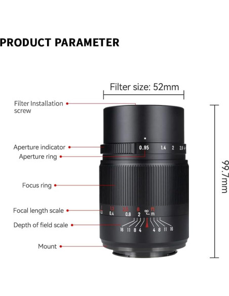 Lente Gran Angular 7artisans 25mm F0.95 MFT APS-C