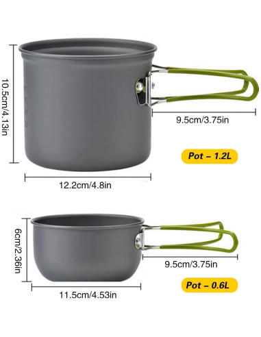 Juego de Utensilios de Cocina para Acampar Swiftrans Verde