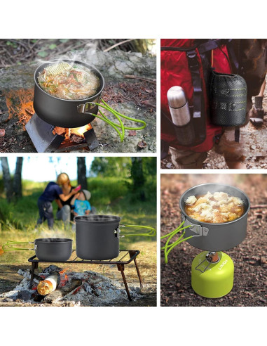 Juego de Utensilios de Cocina para Acampar Swiftrans Verde