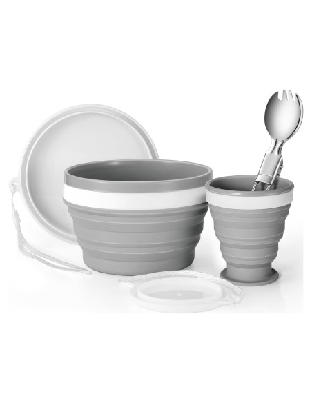Kit de Comida para Camping Odoland 1 Persona Silicona Plegable
