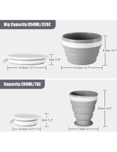 Kit de Comida para Camping Odoland 1 Persona Silicona Plegable