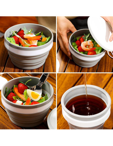 Kit de Comida para Camping Odoland 1 Persona Silicona Plegable