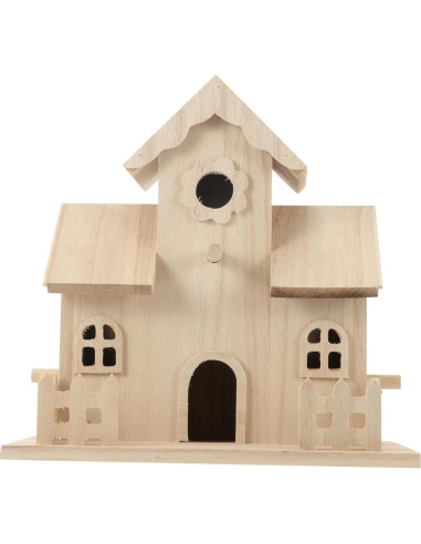 Casa de Aves de Madera NUOBESTY 20x12.5x20 cm Beige