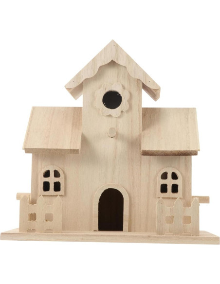 Casa de Aves de Madera NUOBESTY 20x12.5x20 cm Beige