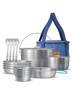 Juego de Utensilios de Camping Wealers - 17 Piezas Acero Inoxidable