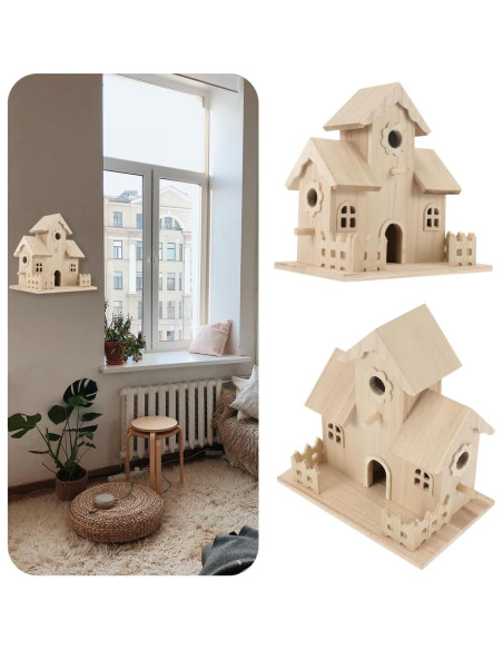 Casa de Aves de Madera NUOBESTY 20x12.5x20 cm Beige