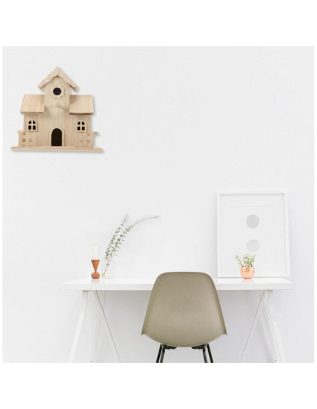 Casa de Aves de Madera NUOBESTY 20x12.5x20 cm Beige