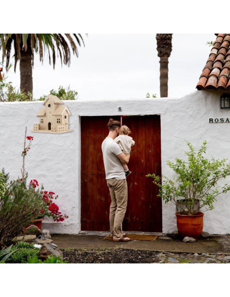 Casa de Aves de Madera NUOBESTY 20x12.5x20 cm Beige