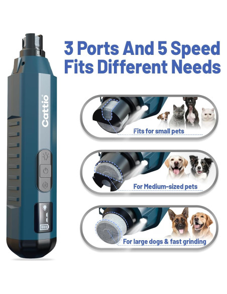 Cortador de Uñas Eléctrico Cattio para Perros y Gatos - Silencioso y Ergonómico