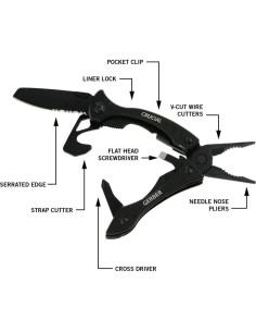Cuchillo Multitool Gerber Gear Crucial 6 en 1 Negro 2