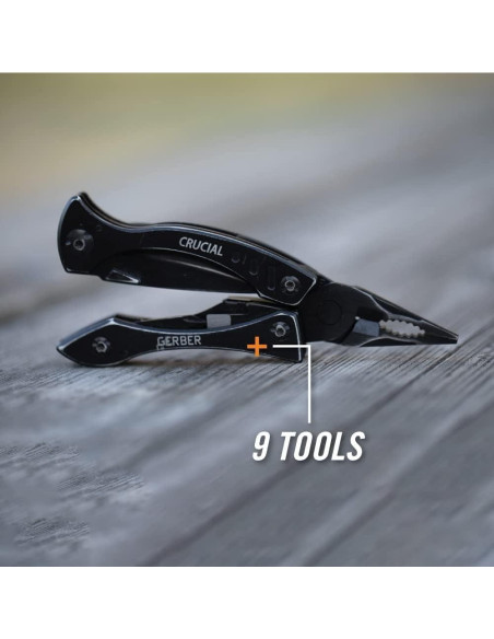 Cuchillo Multitool Gerber Gear Crucial 6 en 1 Negro