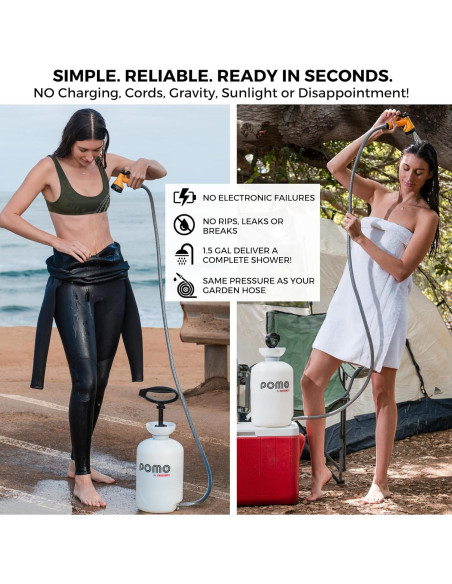 Ducha Portátil Pomo 5L Alta Presión 45 PSI Multiuso