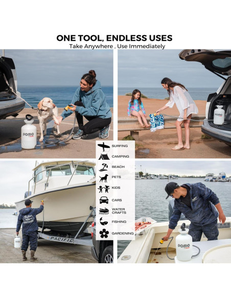 Ducha Portátil Pomo 5L Alta Presión 45 PSI Multiuso