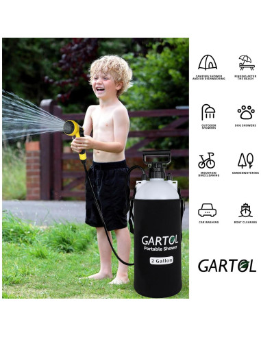 Ducha Portátil GARTOL 7 Modos 2 Galones para Camping