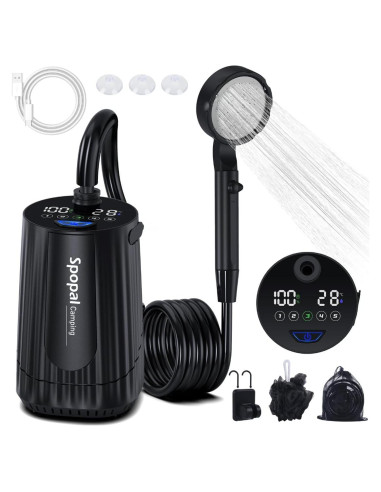 Ducha Portátil Spopal 10000mAh 5 Velocidades IPX8 Camping