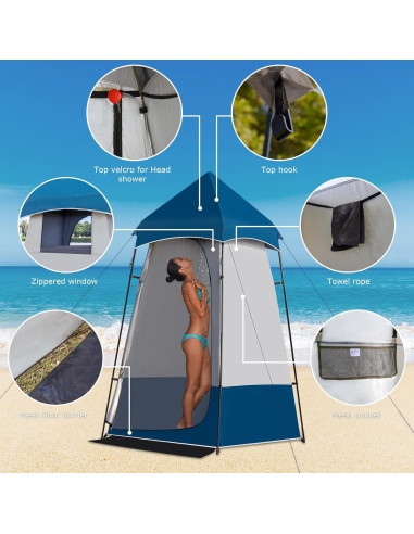 Carpa de Ducha Portátil Leader Accessories 2.18m Azul/Gris