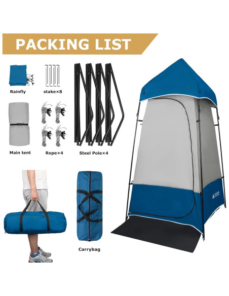 Carpa de Ducha Portátil Leader Accessories 2.18m Azul/Gris