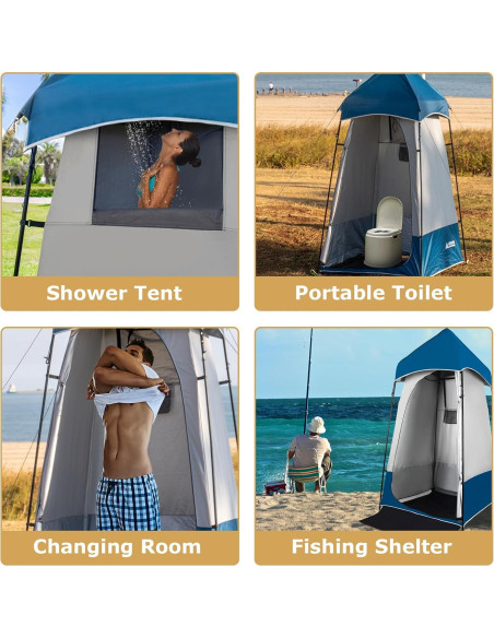 Carpa de Ducha Portátil Leader Accessories 2.18m Azul/Gris