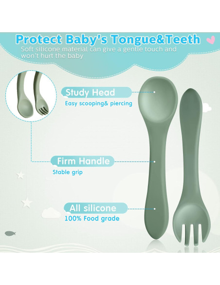 Juego de 6 Utensilios de Silicona Nuenen para Bebés 6+ Meses