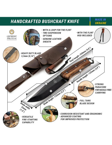 Cuchillo de Supervivencia BeaverCraft BSH4F con Funda y Varilla