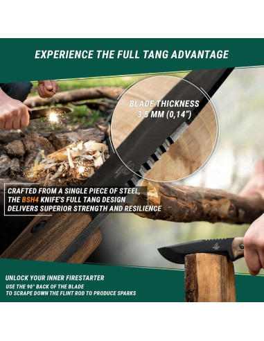 Cuchillo de Supervivencia BeaverCraft BSH4F con Funda y Varilla