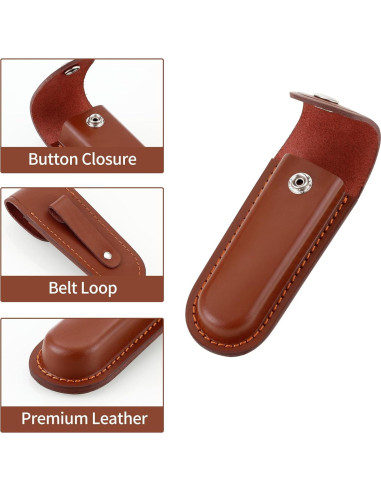 Funda de Cuchillo Plegable Qtcial de Cuero Marrón 12.7 cm