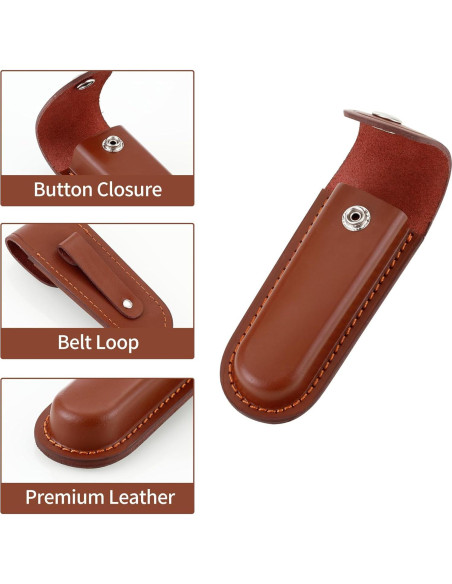 Funda de Cuchillo Plegable Qtcial de Cuero Marrón 12.7 cm