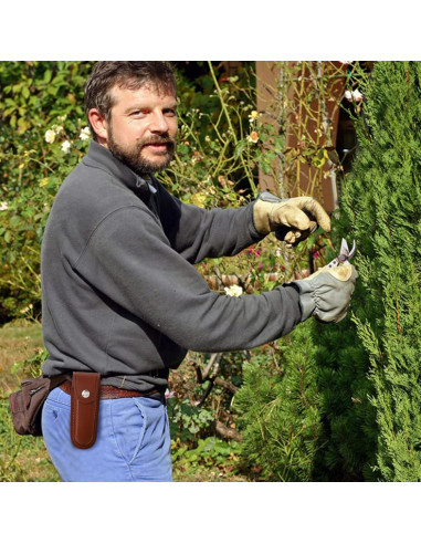 Funda de Cuchillo Plegable Qtcial de Cuero Marrón 12.7 cm