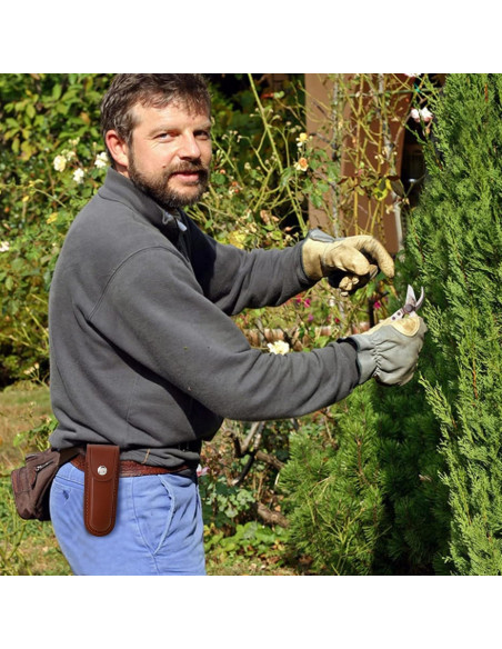 Funda de Cuchillo Plegable Qtcial de Cuero Marrón 12.7 cm