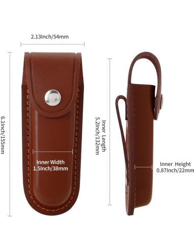 Funda de Cuchillo Plegable Qtcial de Cuero Marrón 12.7 cm