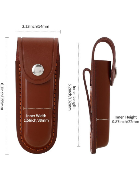 Funda de Cuchillo Plegable Qtcial de Cuero Marrón 12.7 cm