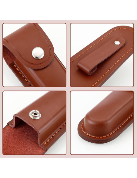 Funda de Cuchillo Plegable Qtcial de Cuero Marrón 12.7 cm