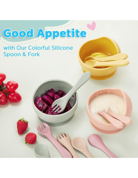 Juego de 6 Utensilios de Silicona Nuenen para Bebés 6+ Meses
