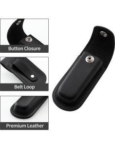 Funda de Cuchillo Plegable Qtcial de Cuero Negro 10.16 cm 2