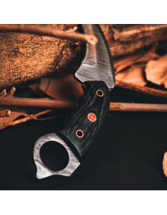 Cuchillo de Caza Lynxxe Damasco 19.05 cm con Funda de Cuero 2