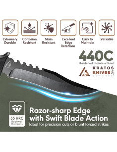 Cuchillo de Caza Kratos ZF5 30.48 cm Acero Inoxidable con Funda 2
