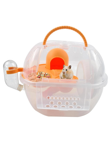 Transportador de Hámster MUYG Naranja 27x20x18 cm con Accesorios