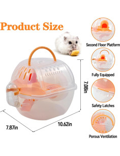 Transportador de Hámster MUYG Naranja 27x20x18 cm con Accesorios 2