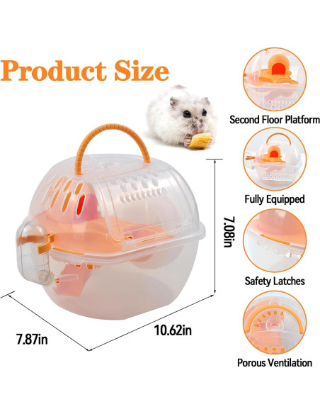 Transportador de Hámster MUYG Naranja 27x20x18 cm con Accesorios Transportador de Hámster MUYG Naranja 27x20x18 cm con Accesorios