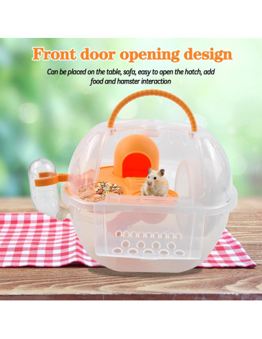 Transportador de Hámster MUYG Naranja 27x20x18 cm con Accesorios