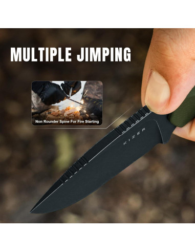 Cuchillo de hoja fija Kizer Beaver D2 6.99 cm con funda EDC